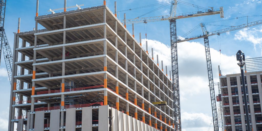 Commercial building in construction